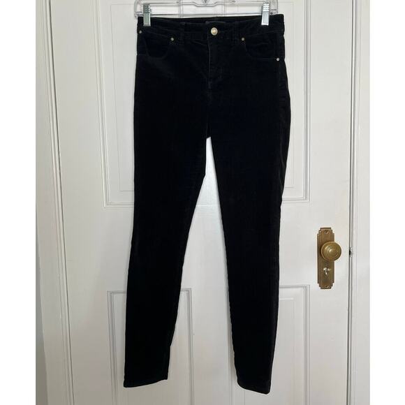Club Monaco Women's 0 Black Corduroy Pants Skinny Stretch Mid Rise Designer - Picture 1 of 12